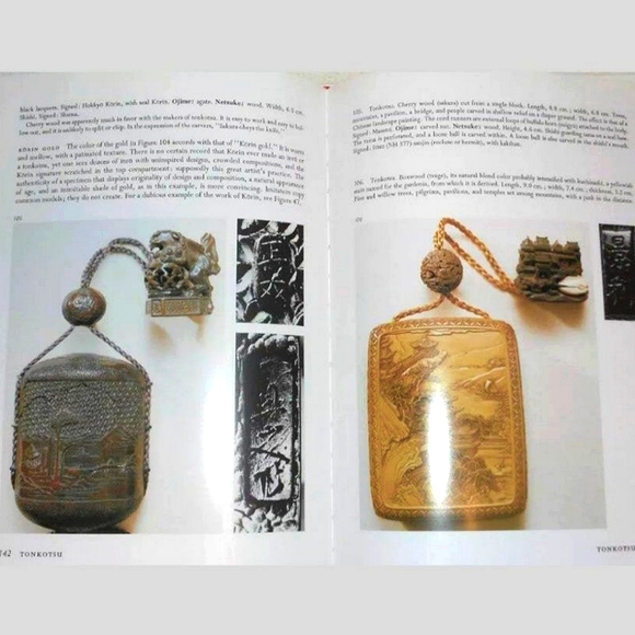Antique EDO Era Japanese Carved Inro Box Netsuke & ID Value Guide Book RARE Set - Picture 11 of 12